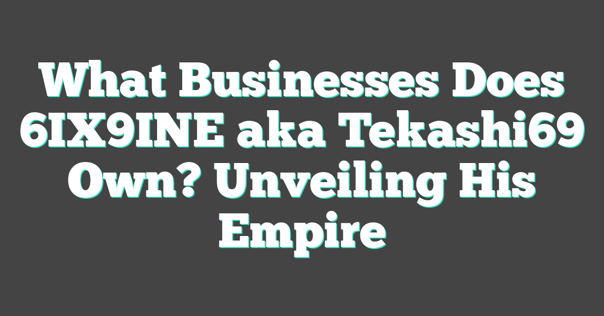 What Businesses Does 6IX9INE aka Tekashi69 Own? Unveiling His Empire