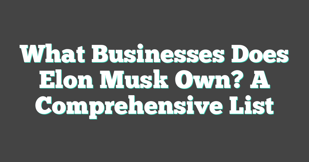 What Businesses Does Elon Musk Own? A Comprehensive List