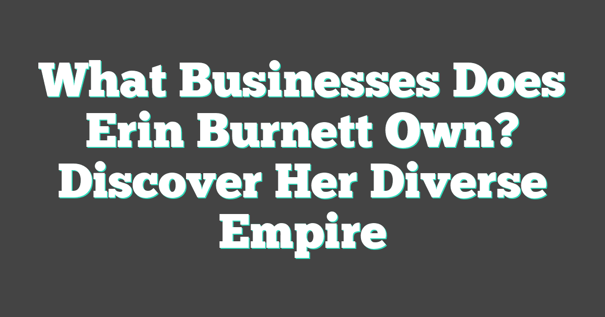 What Businesses Does Erin Burnett Own? Discover Her Diverse Empire