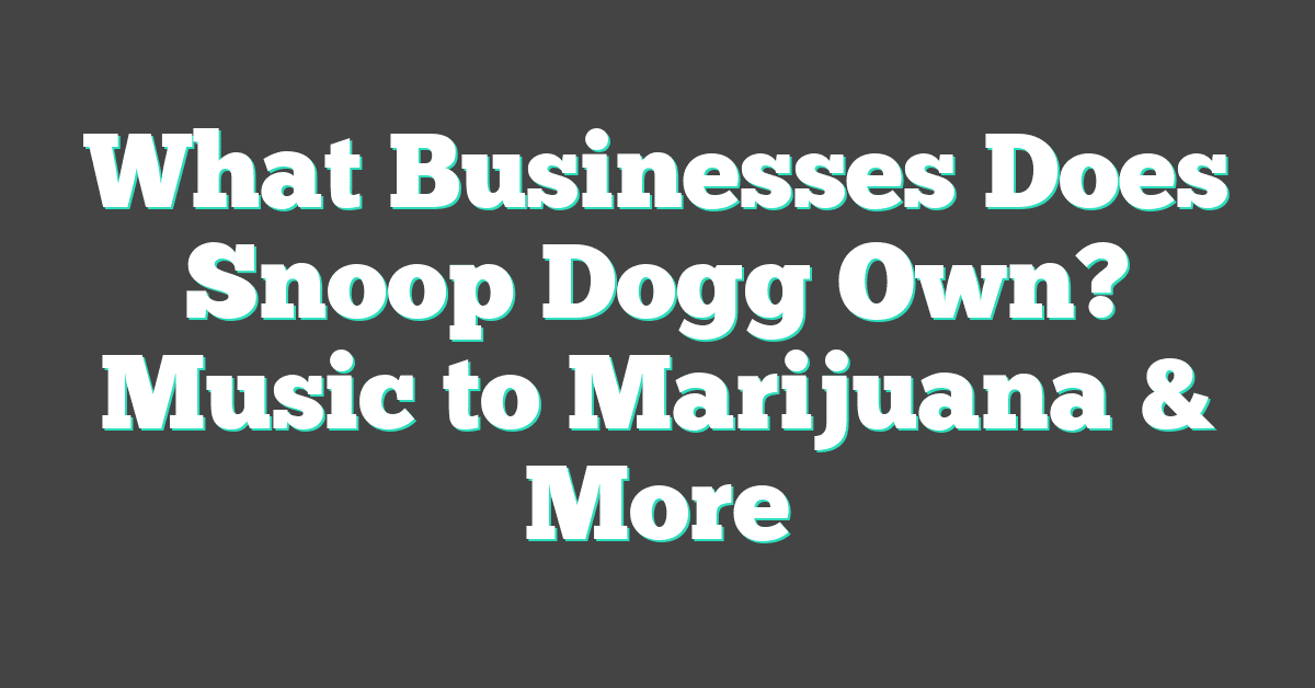 What Businesses Does Snoop Dogg Own? Music to Marijuana & More