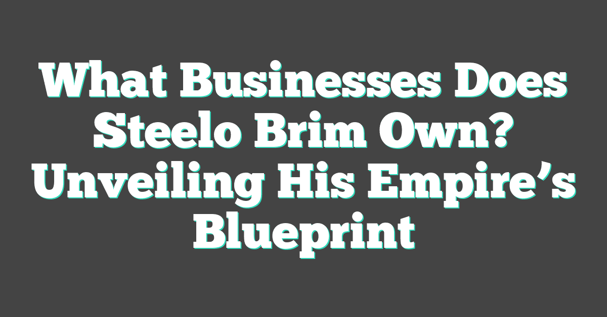 What Businesses Does Steelo Brim Own? Unveiling His Empire’s Blueprint