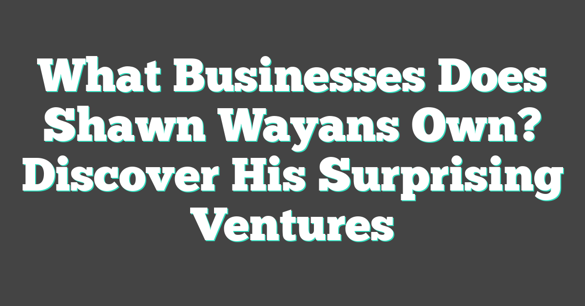 What Businesses Does Shawn Wayans Own? Discover His Surprising Ventures