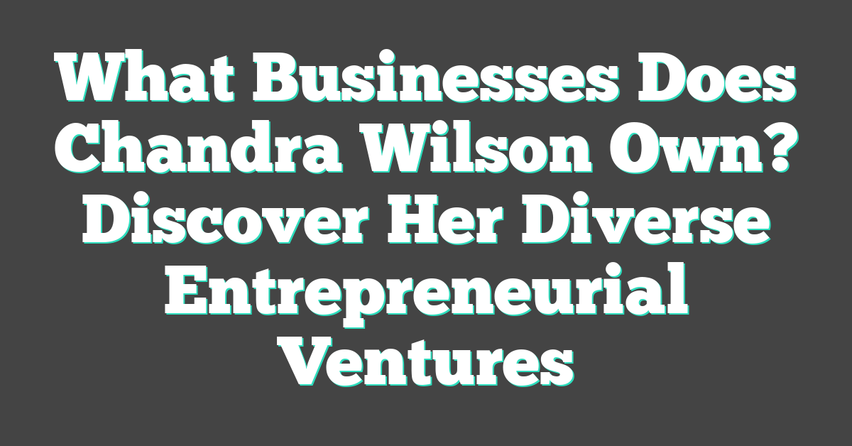 What Businesses Does Chandra Wilson Own? Discover Her Diverse Entrepreneurial Ventures