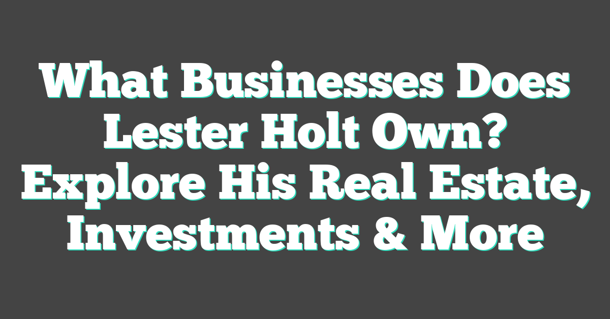What Businesses Does Lester Holt Own? Explore His Real Estate, Investments & More