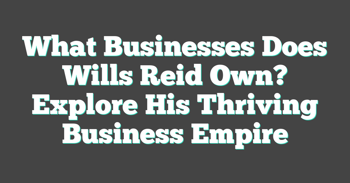 What Businesses Does Wills Reid Own? Explore His Thriving Business Empire